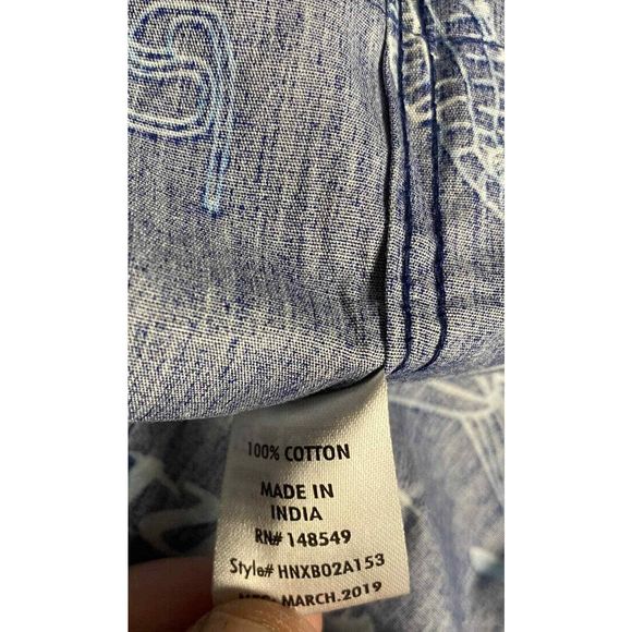 Huntington Beach Club navy cotton ocean print men's short sleeve shirt 3XL - Picture 9 of 9